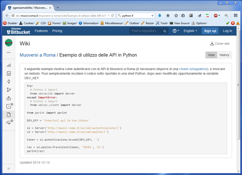 Esempio python